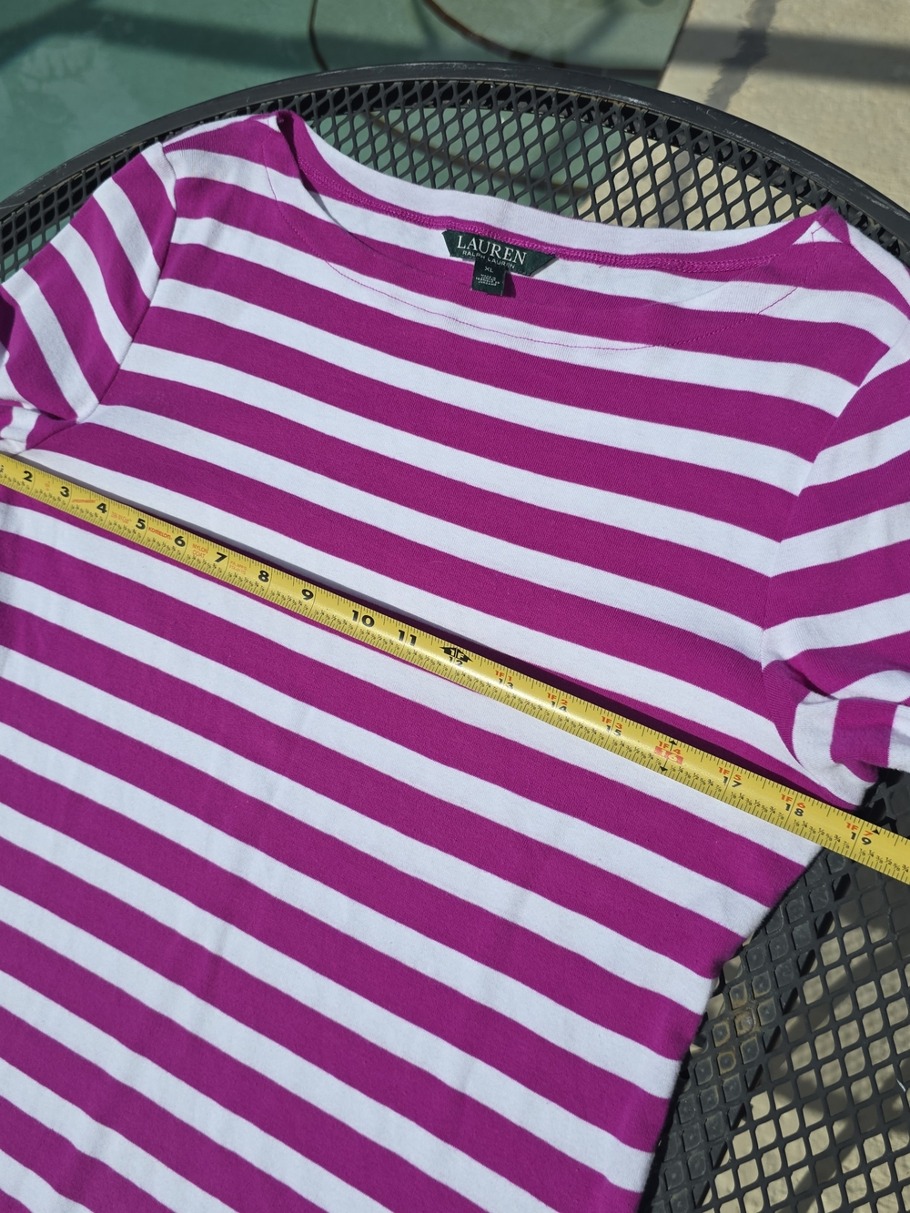 Ralph Lauren Pink and White Striped Boatneck Top - Picture 5 of 7